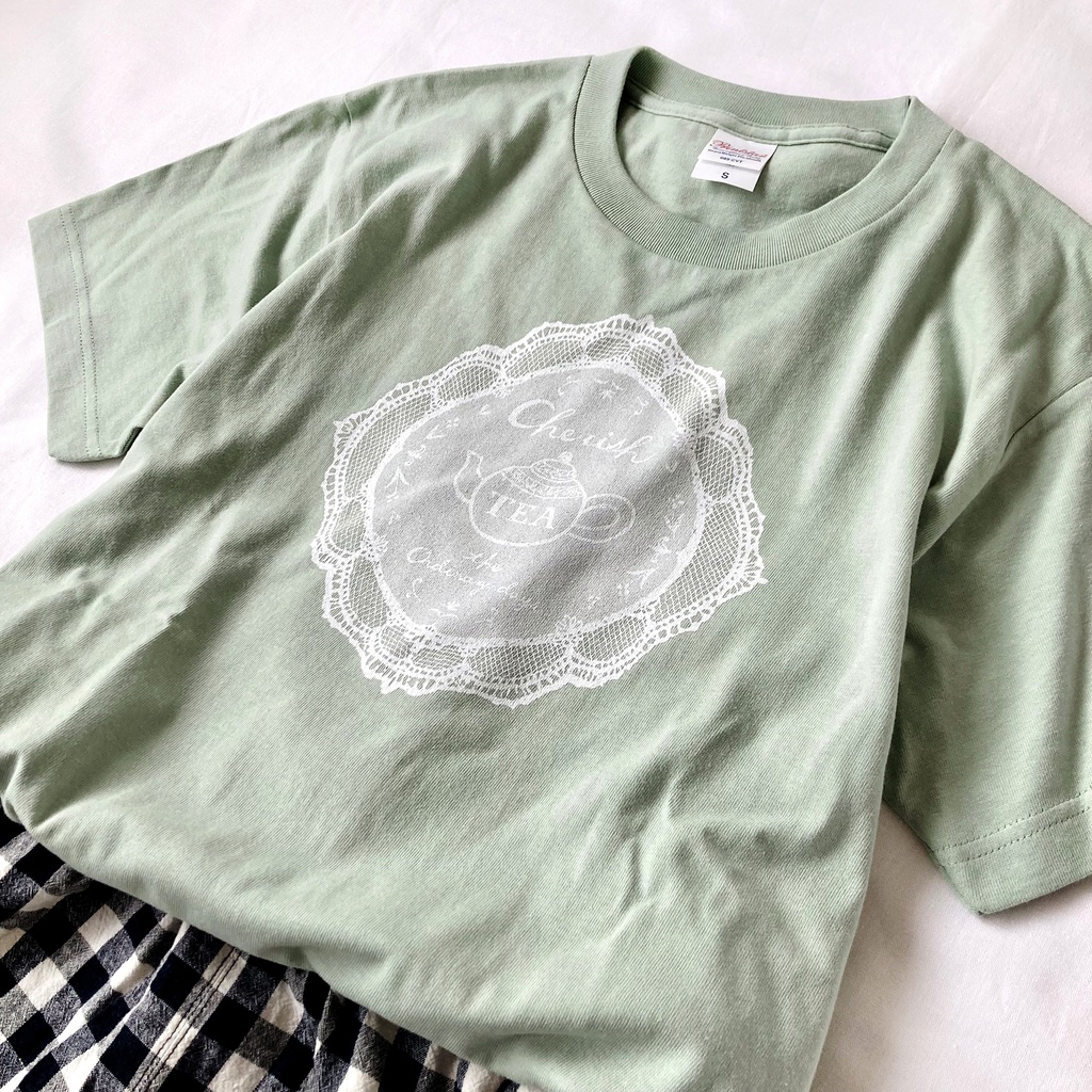 【5月下旬発送】レースTシャツ(ミント)《Tea-shirt》|紅茶