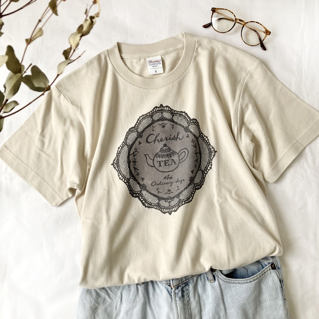 【5月下旬発送】レースTシャツ(ミルクティ)《Tea-shirt》|紅茶