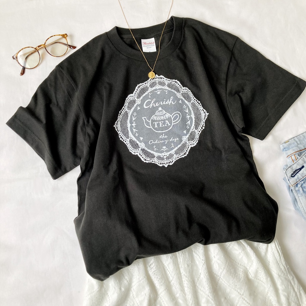 【5月下旬発送】レースTシャツ(スモーキ)《Tea-shirt》|紅茶