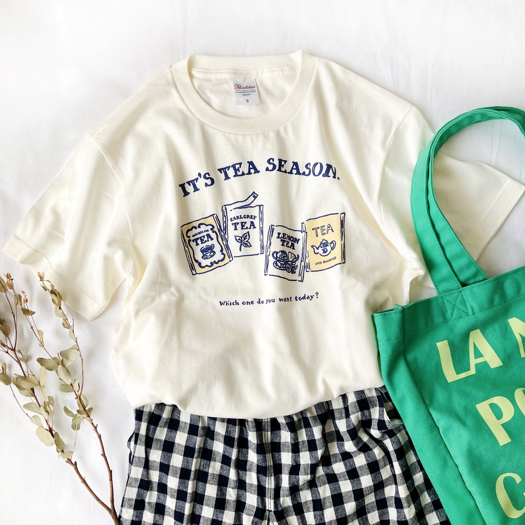 【7月下旬発送】Teabag ロンT(クリーム)|ティーバッグエンベロープ半袖Tシャツ〔紅茶シリーズ〕