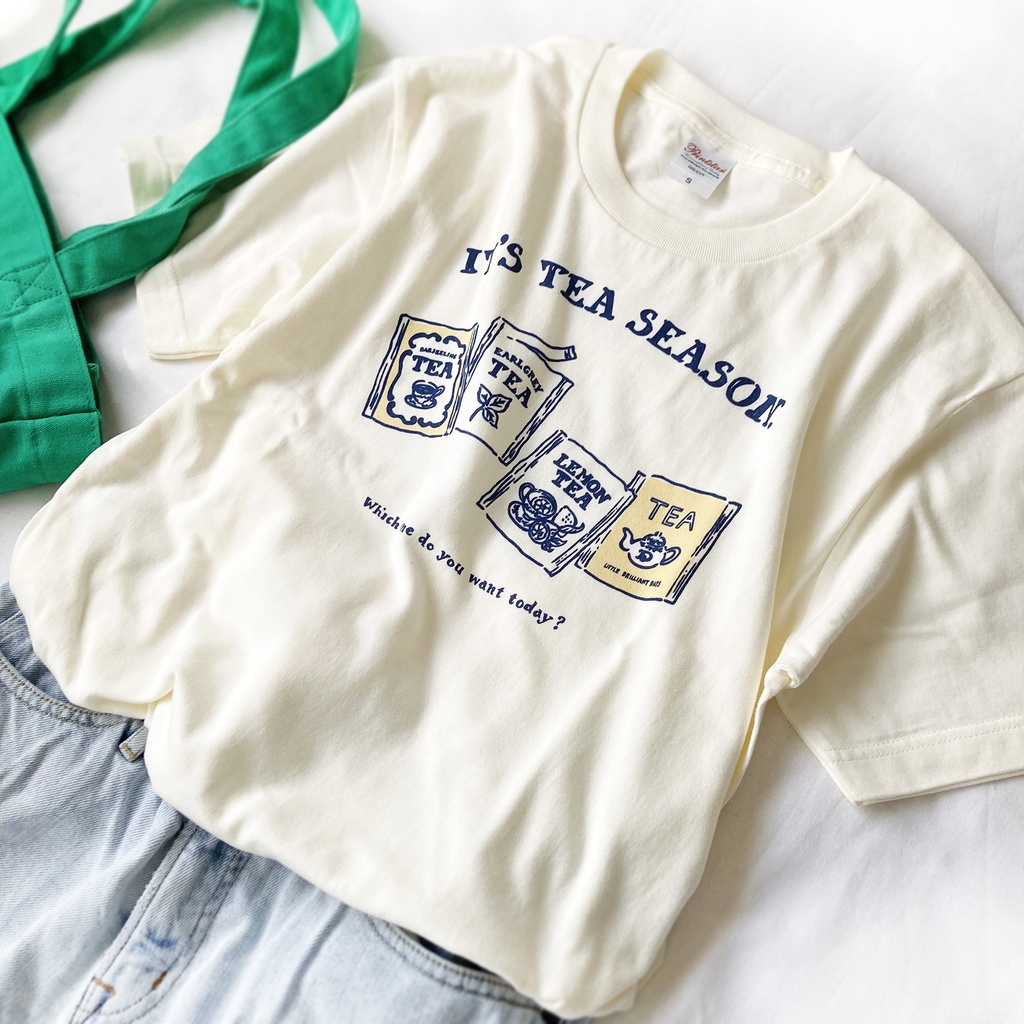 【7月下旬発送】Teabag ロンT(クリーム)|ティーバッグエンベロープ半袖Tシャツ〔紅茶シリーズ〕