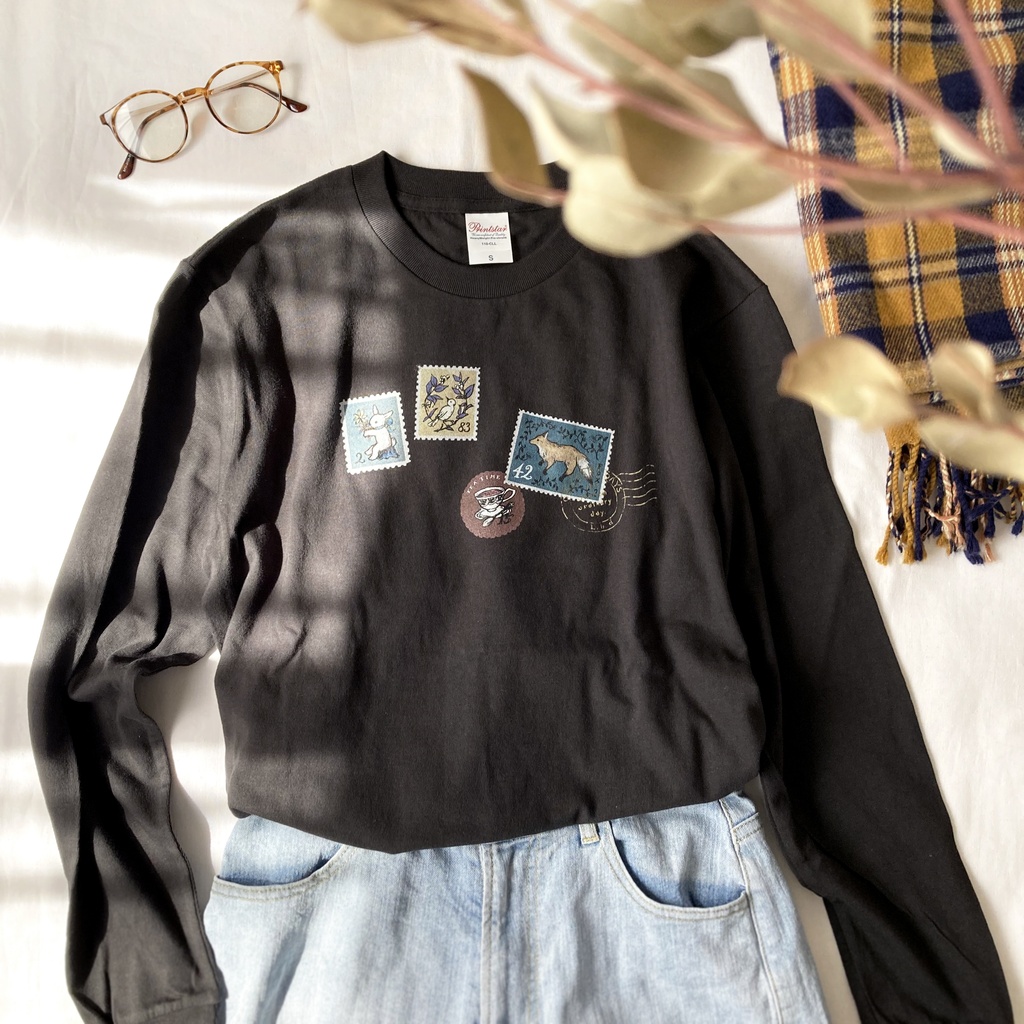 【10月下旬発送】切手ロンT(スモーキー)|長袖Tシャツ