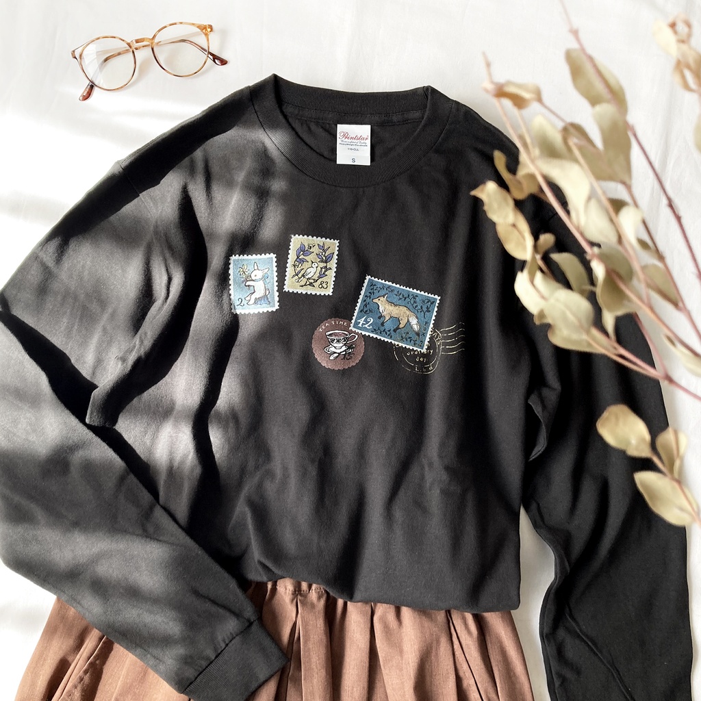 【10月下旬発送】切手ロンT(スモーキー)|長袖Tシャツ