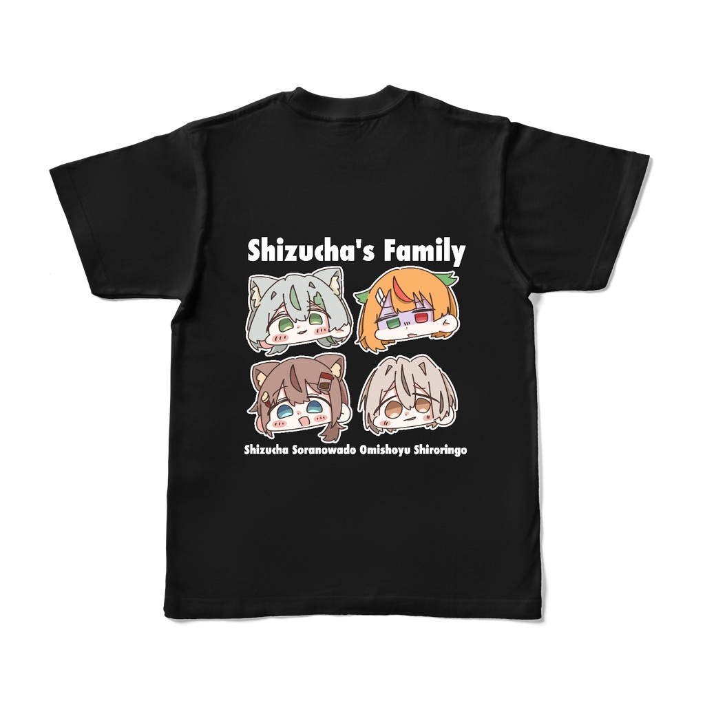 【しづふぁみりー】嘲笑するふぁみりーTシャツ ブラック
