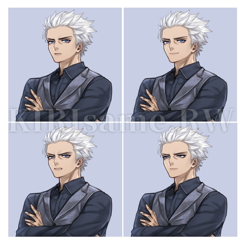 【無料】立ち絵素材「若白髪の男性」