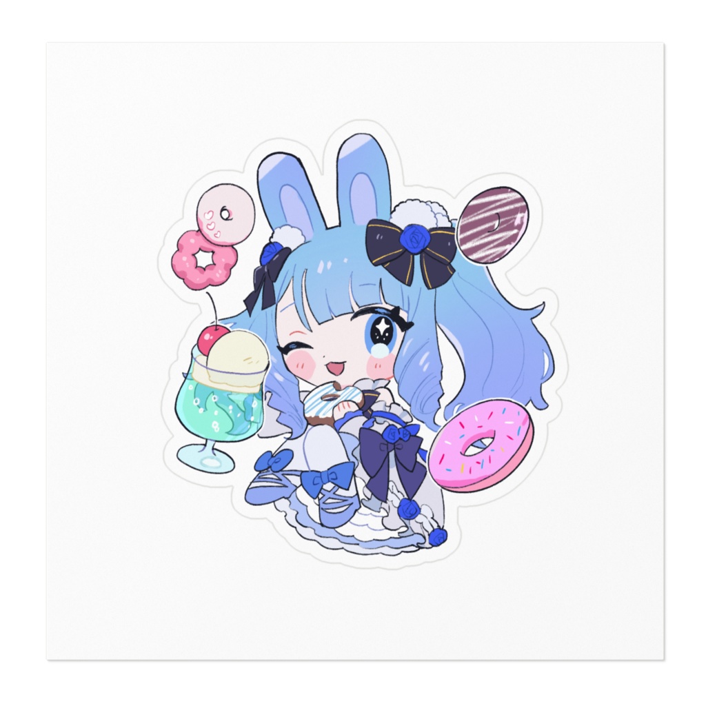 ぶるしゃとうさぎステッカー(ドーナツ)