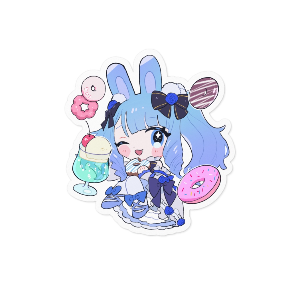 ぶるしゃとうさぎステッカー(ドーナツ)