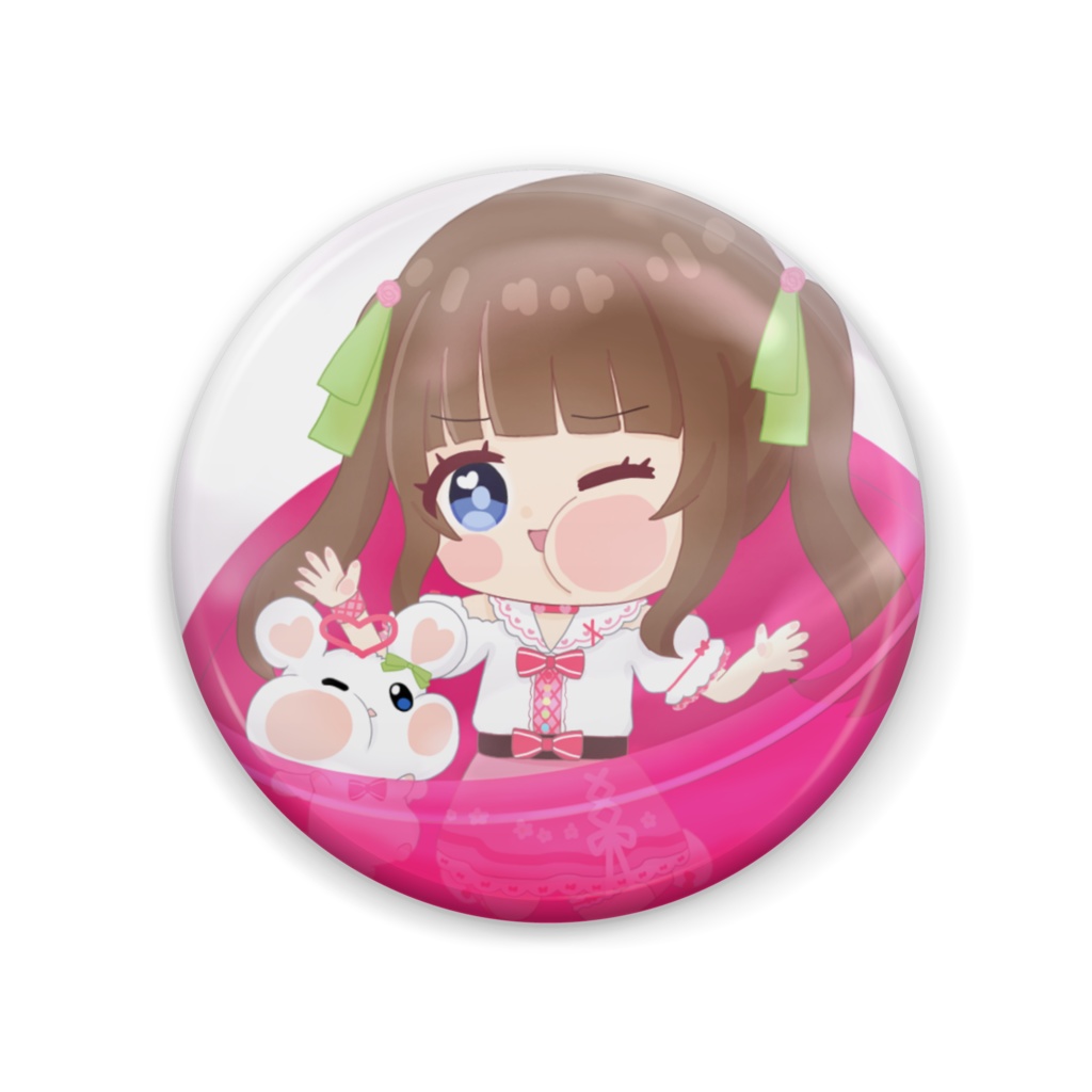 栗栖まろん＆ハムスナー カプセル風缶バッジ