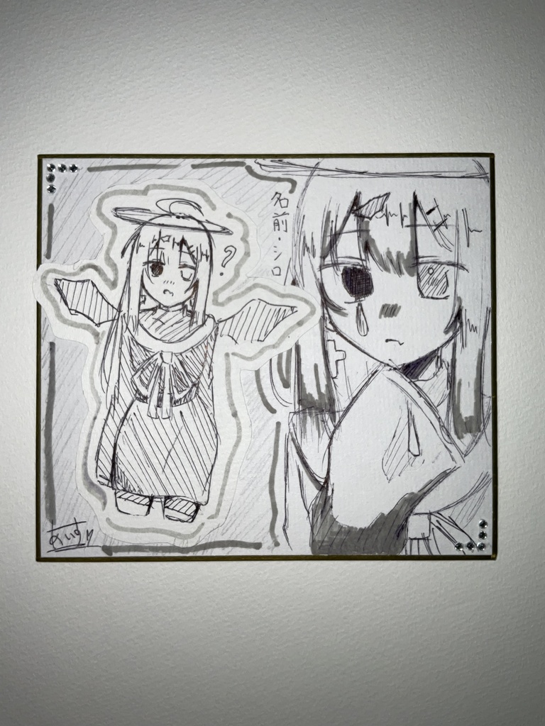 白ちゃんの可愛いイラスト【ミニ色紙】