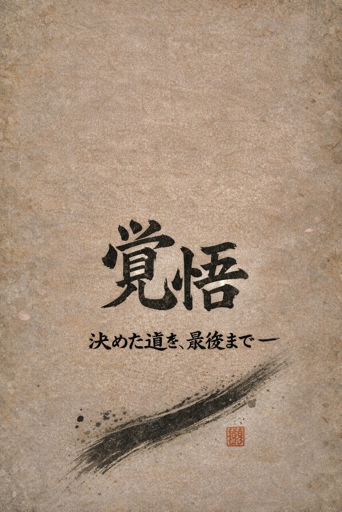 【覚悟】iPhoneロック画面用 墨文字壁紙