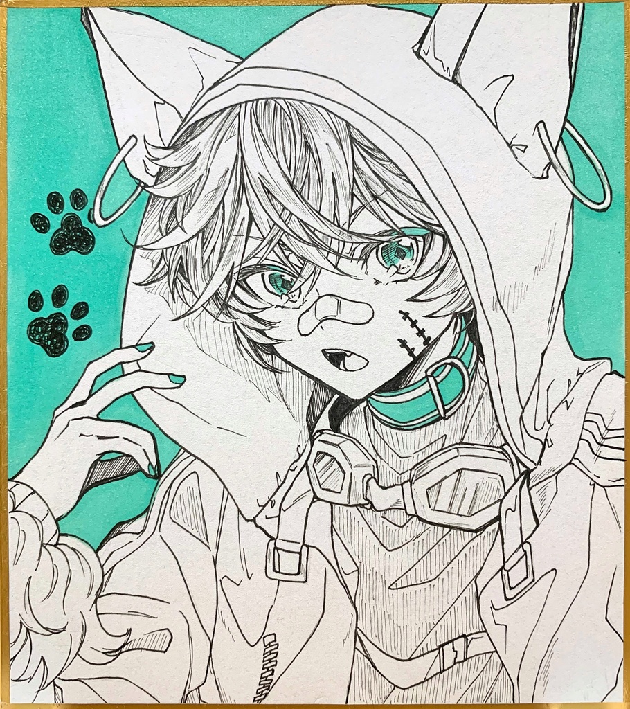 オリジナルイラスト 原画 色紙 モノクロ - daradaramochi - BOOTH