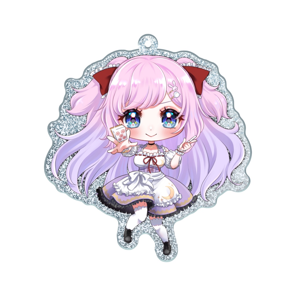 リニューアル✨ ウーピン!(赤ドラ)立直!三日月みぅりシルバーラメアクリルキーホルダー🀄️