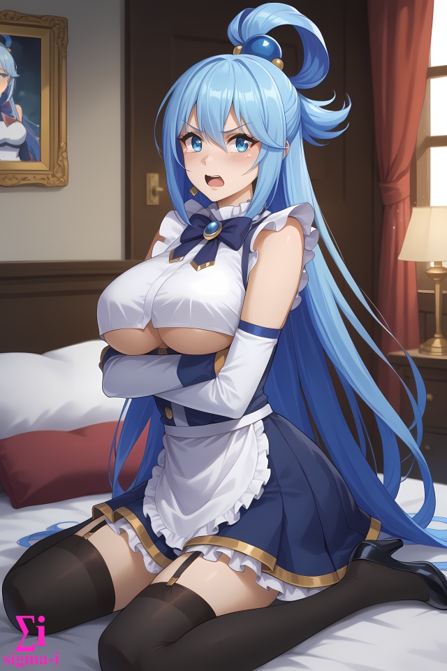 Aqua Underboob Maid 4k wallpapers x17