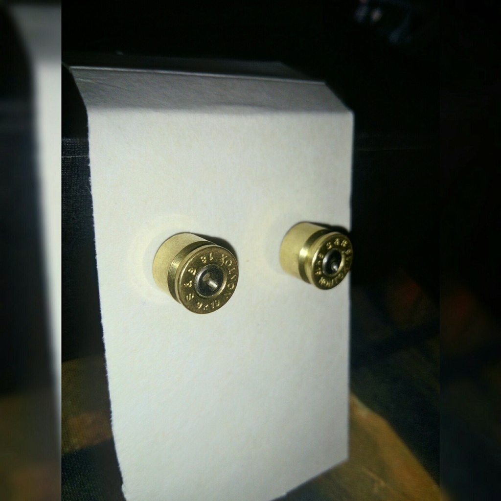 Brass Bullet Shell Stud Earrings