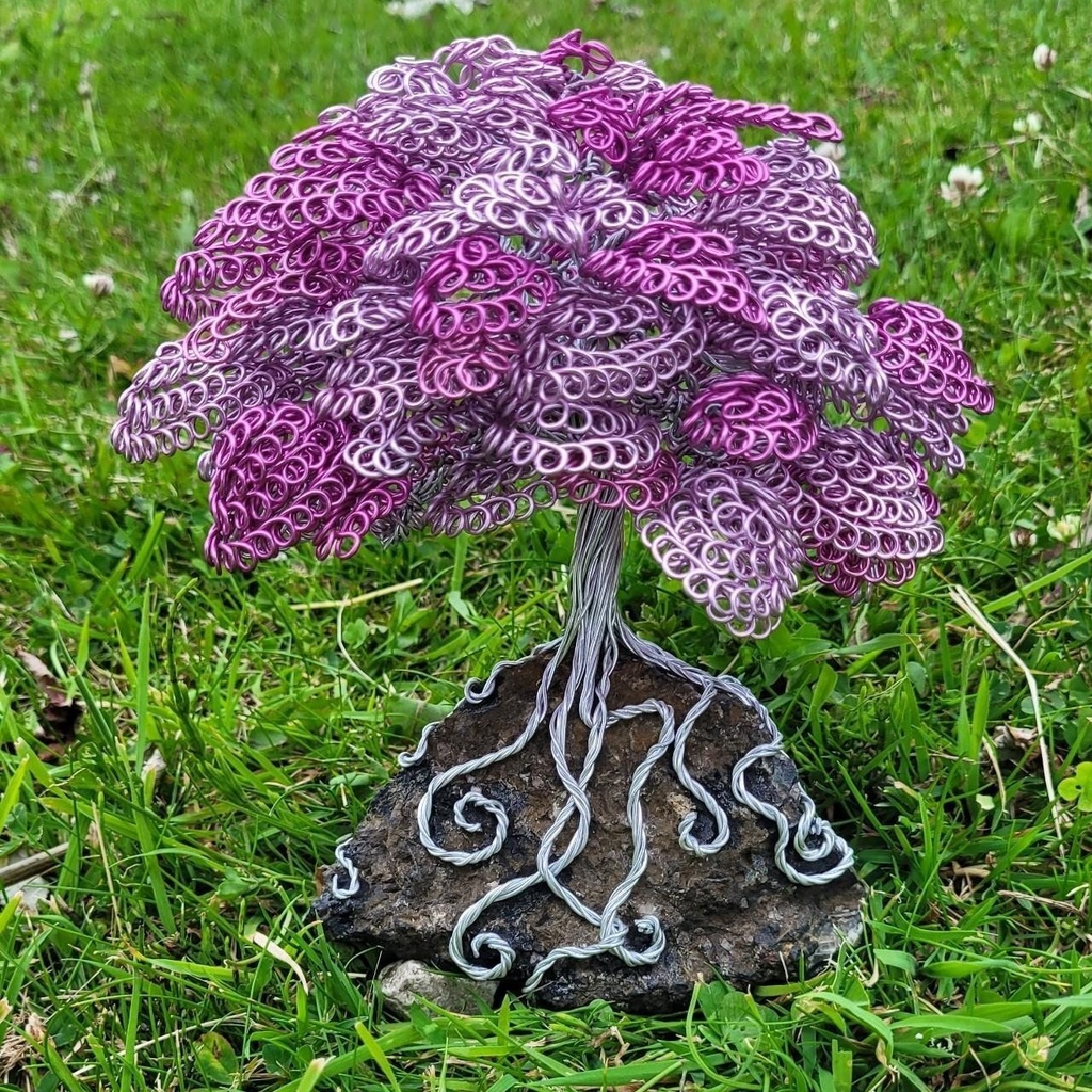 Wire Tree Atop an Amythest Crystal - Pink