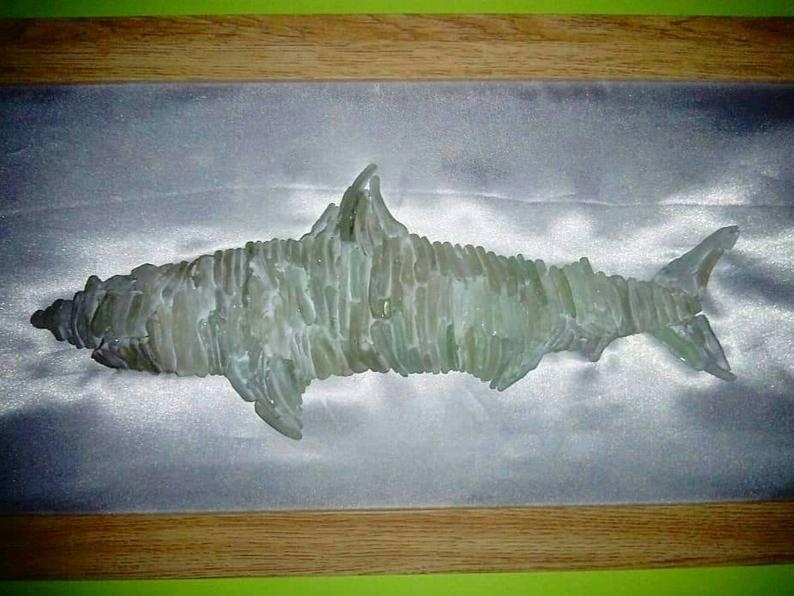 Framed Seaglass Shark