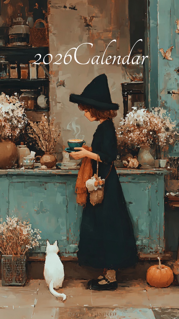 2026年魔女のショコラと白猫カレンダー
