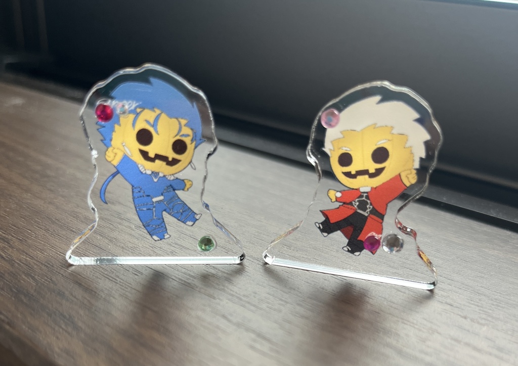 かぼちゃ槍と弓のミニアクリルブロック