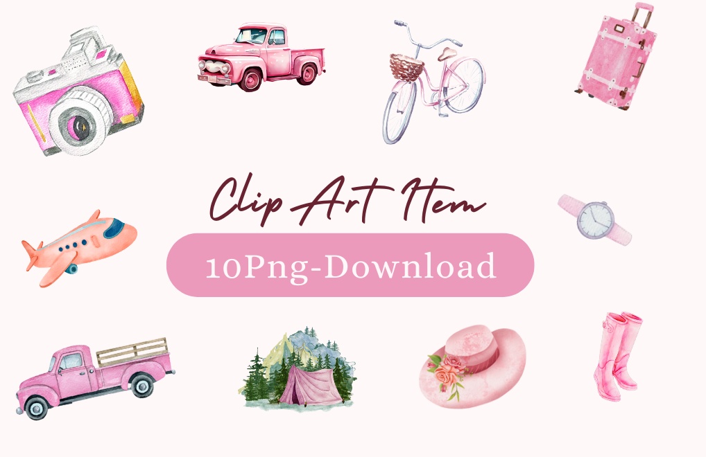 水彩アンティーク風クリップアート10点セット｜PNG背景透過