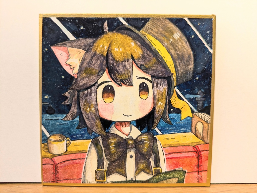 豆色紙原画「海辺のレストラン」