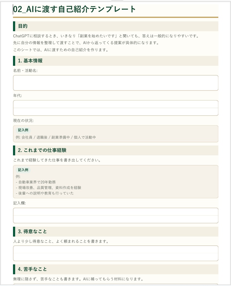 40代から始める AI副業スタート整理キット