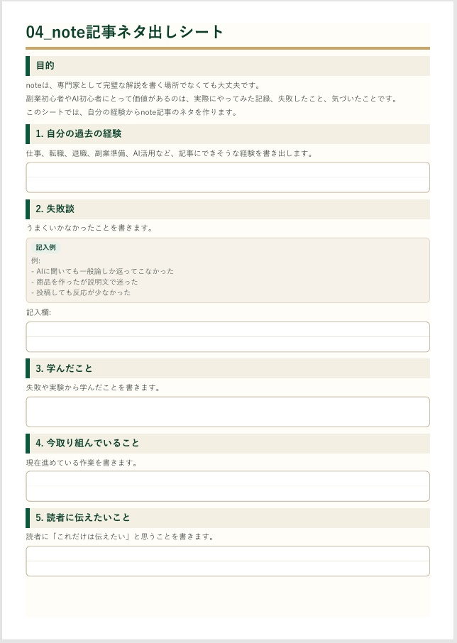 40代から始める AI副業スタート整理キット
