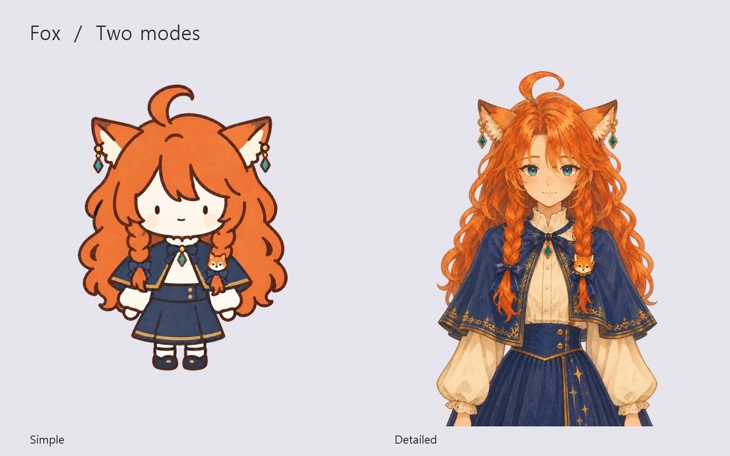 [PNGTuber] Fox Girl — Chibi + Storybook | veadotube mini