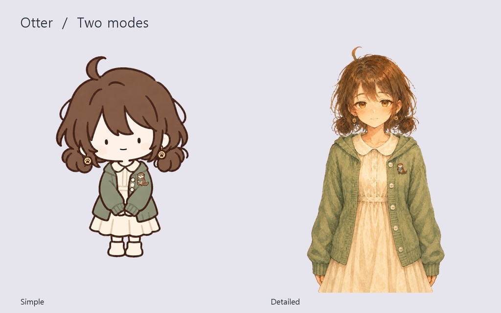 [PNGTuber] Otter Girl — Chibi + Storybook
