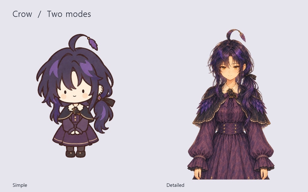 [PNGTuber] Crow Girl — Chibi + Storybook