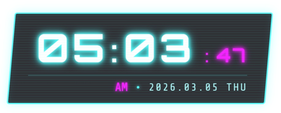 サイバー風 デジタル時計ウィジェット【OBS配信素材・Vtuber向け】