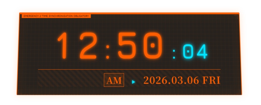 SFミリタリー風 デジタル時計ウィジェット【OBS配信素材・Vtuber向け】