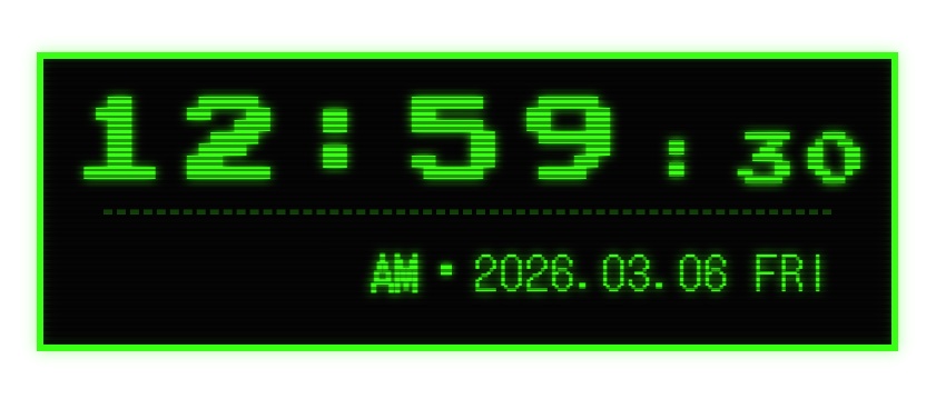 レトロゲーム風 デジタル時計ウィジェット【OBS配信素材・Vtuber向け】