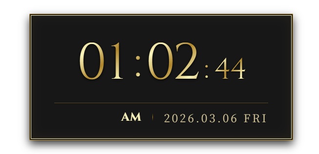 エレガント高級 風 デジタル時計ウィジェット【OBS配信素材・Vtuber向け】