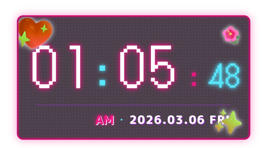 平成ギャル 風 デジタル時計ウィジェット【OBS配信素材・Vtuber向け】