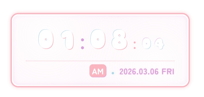 ゆめかわ風 デジタル時計ウィジェット【OBS配信素材・Vtuber向け】