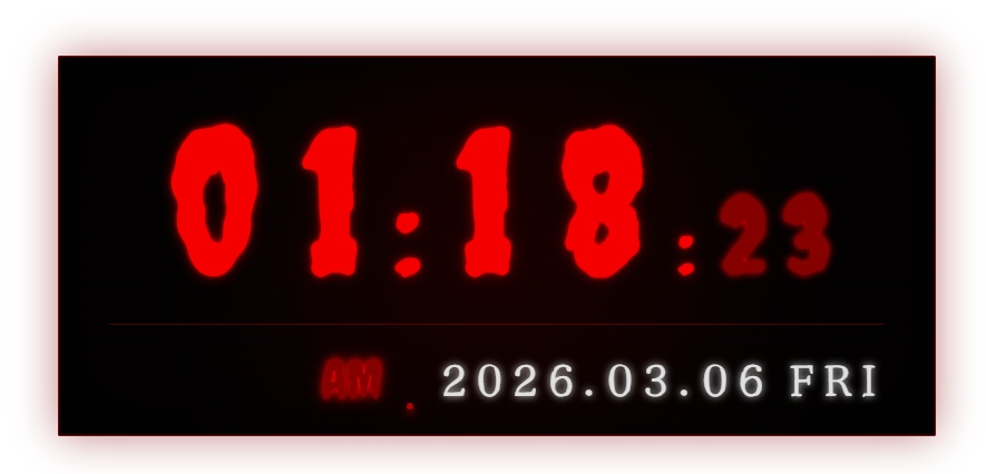 ホラー風 デジタル時計ウィジェット【OBS配信素材・Vtuber向け】