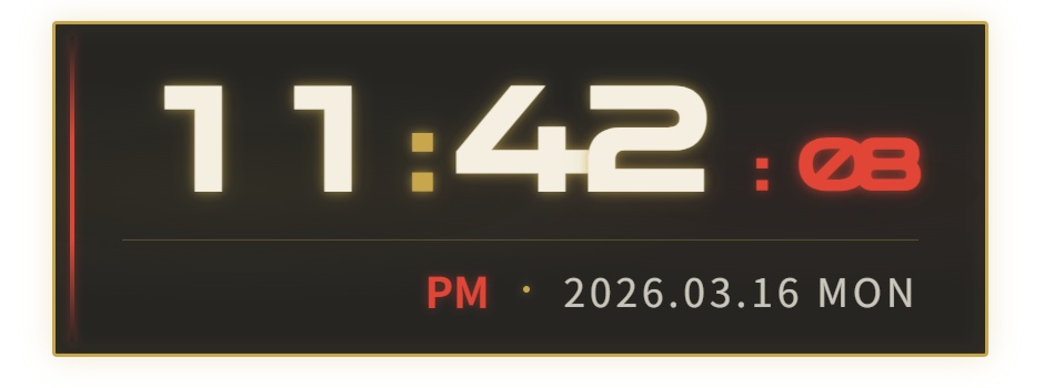 和モダン風 デジタル時計ウィジェット【OBS配信素材・Vtuber向け】