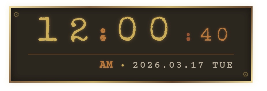 スチームパンク風 デジタル時計ウィジェット【OBS配信素材・Vtuber向け】