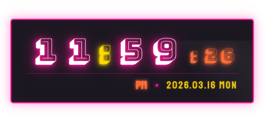 ネオン看板風 デジタル時計ウィジェット【OBS配信素材・Vtuber向け】