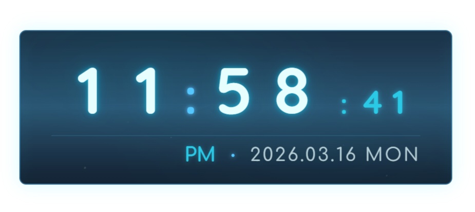 アクアリウム風 デジタル時計ウィジェット【OBS配信素材・Vtuber向け】