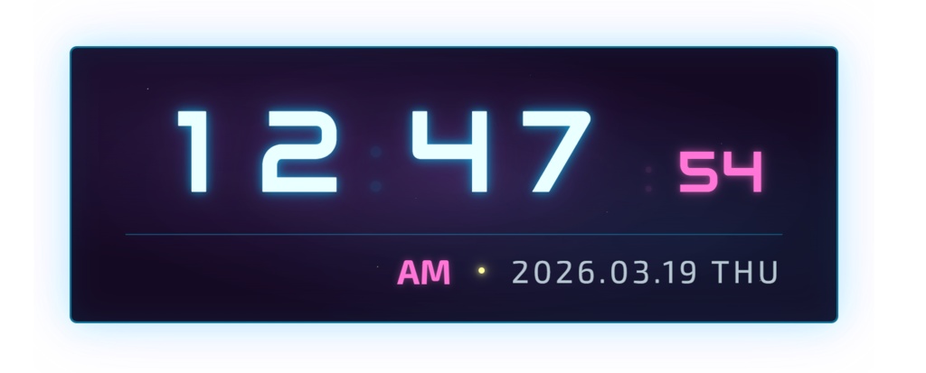 コズミック風 デジタル時計ウィジェット【OBS配信素材・Vtuber向け】