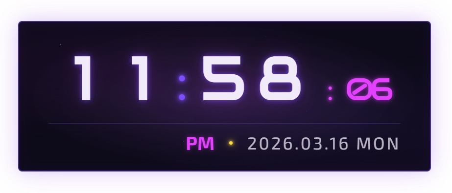 コズミック風 デジタル時計ウィジェット【OBS配信素材・Vtuber向け】