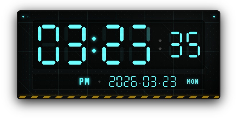 7セグメント式 デジタル時計ウィジェット【OBS配信素材・Vtuber向け】