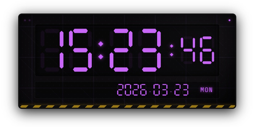 7セグメント式 デジタル時計ウィジェット【OBS配信素材・Vtuber向け】