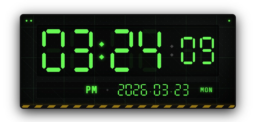 7セグメント式 デジタル時計ウィジェット【OBS配信素材・Vtuber向け】