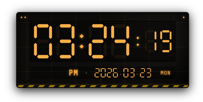 7セグメント式 デジタル時計ウィジェット【OBS配信素材・Vtuber向け】