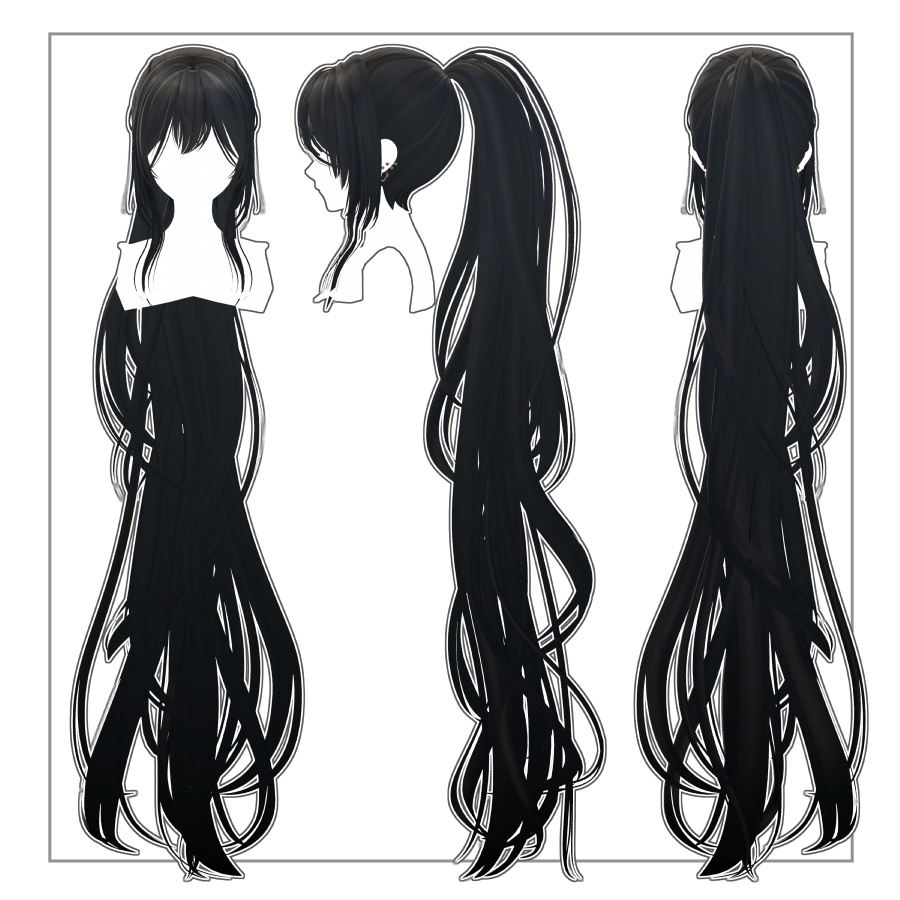 3Dヘアモデル YunLongPonite【VRC Hair】