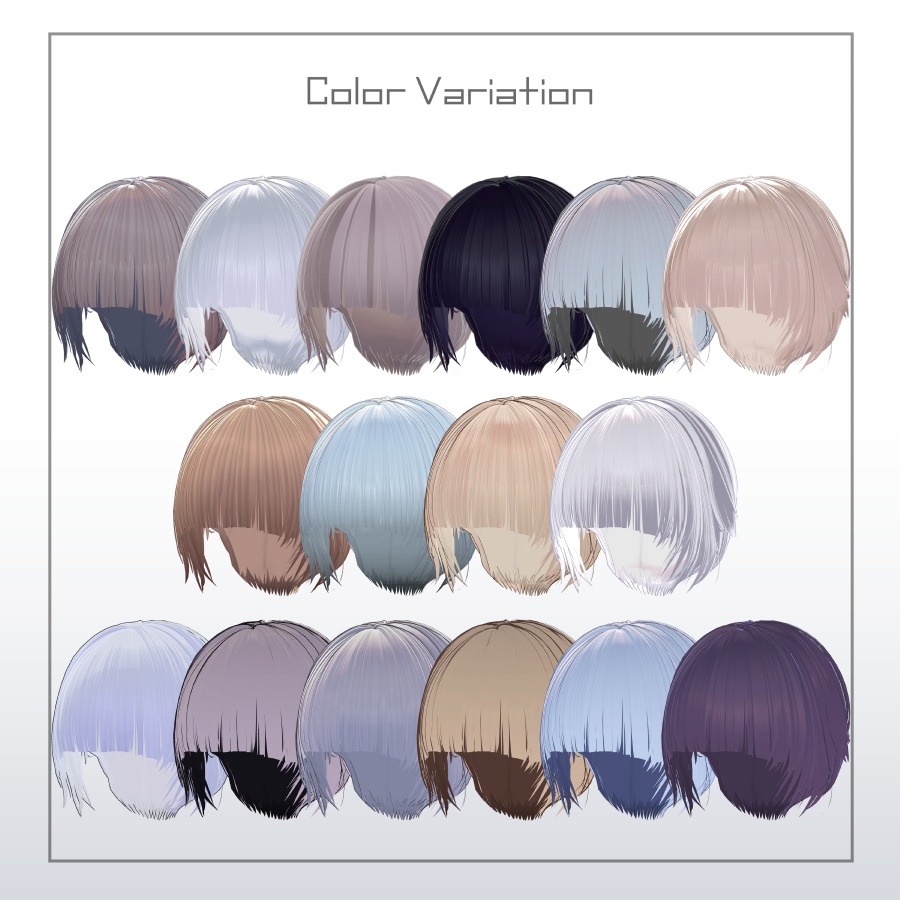 3Dヘアモデル VeilynShort【VRC Hair】