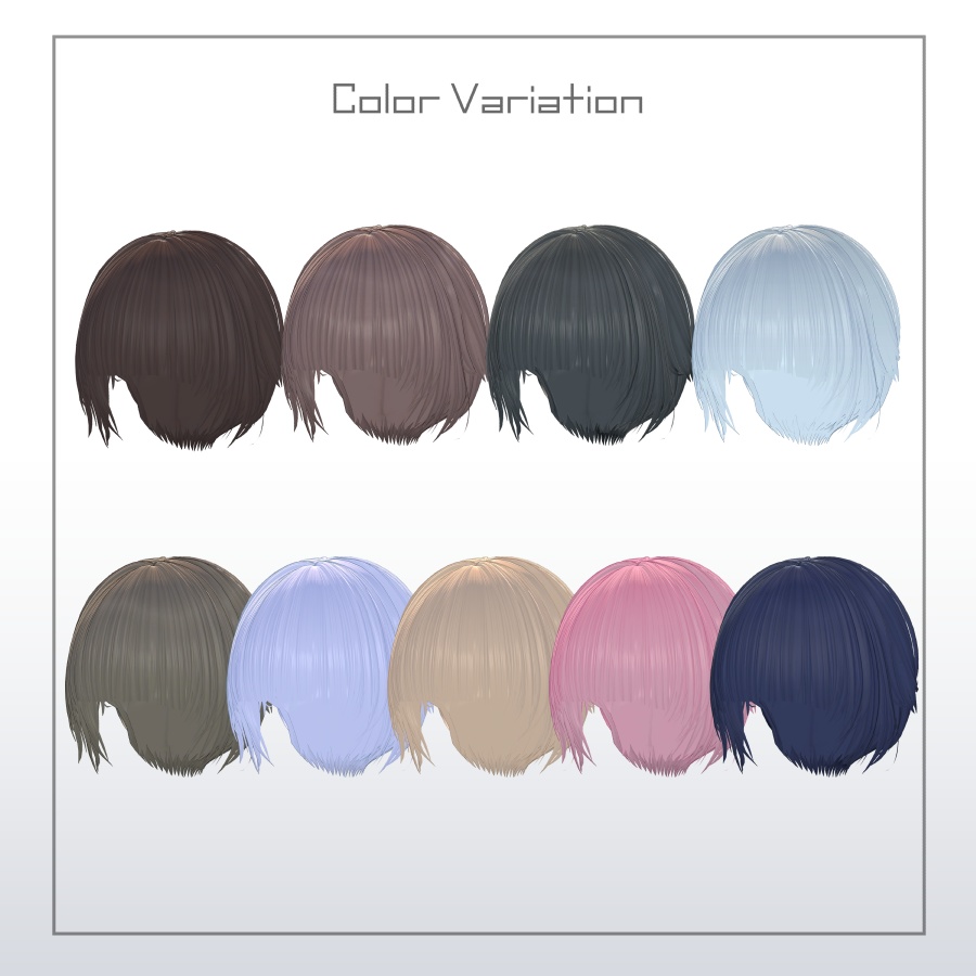 3Dヘアモデル VeilynShort【VRC Hair】