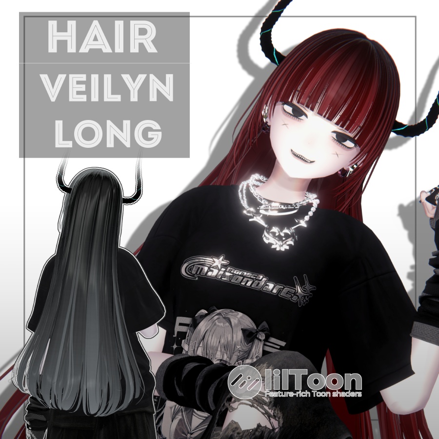 3Dヘアモデル VeilynLong【VRC Hair】